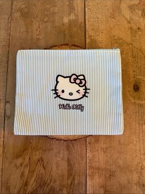 Hello Kitty Blue & Pink Striped Cosmetic Pouch